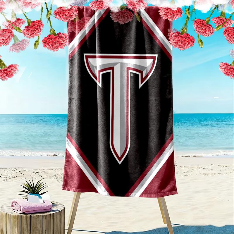 Troy Trojans Print Beach Towel, Large Soft Quick Dry Towel for Beach Camping Swimming