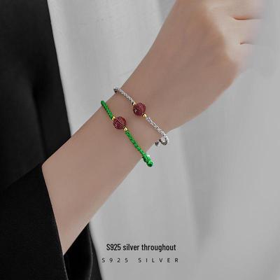 Banyan Tree S925 Silber Lotus Lila Gold Sand Armband mit roter Kordel und Tierkreisperlen für Damen.