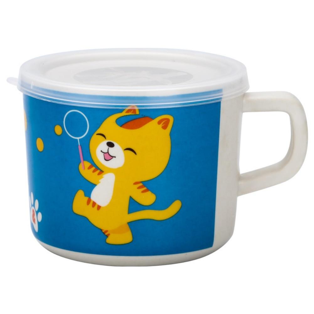 Bambusfaser Kinder Wasserbecher Milchbecher mit Deckel Cartoon süß