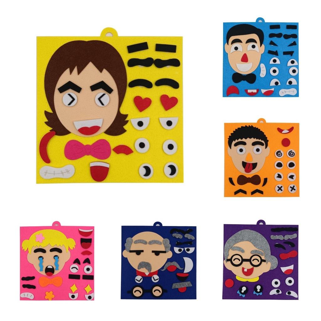Emotion-changing Felt Puzzle Kit For Kids Diy Non-woven Material With Facial Features
