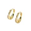 Exquisite European & American Zirconia Intersecting Twist Earrings - Elegant, Versatile Copper Design for Women