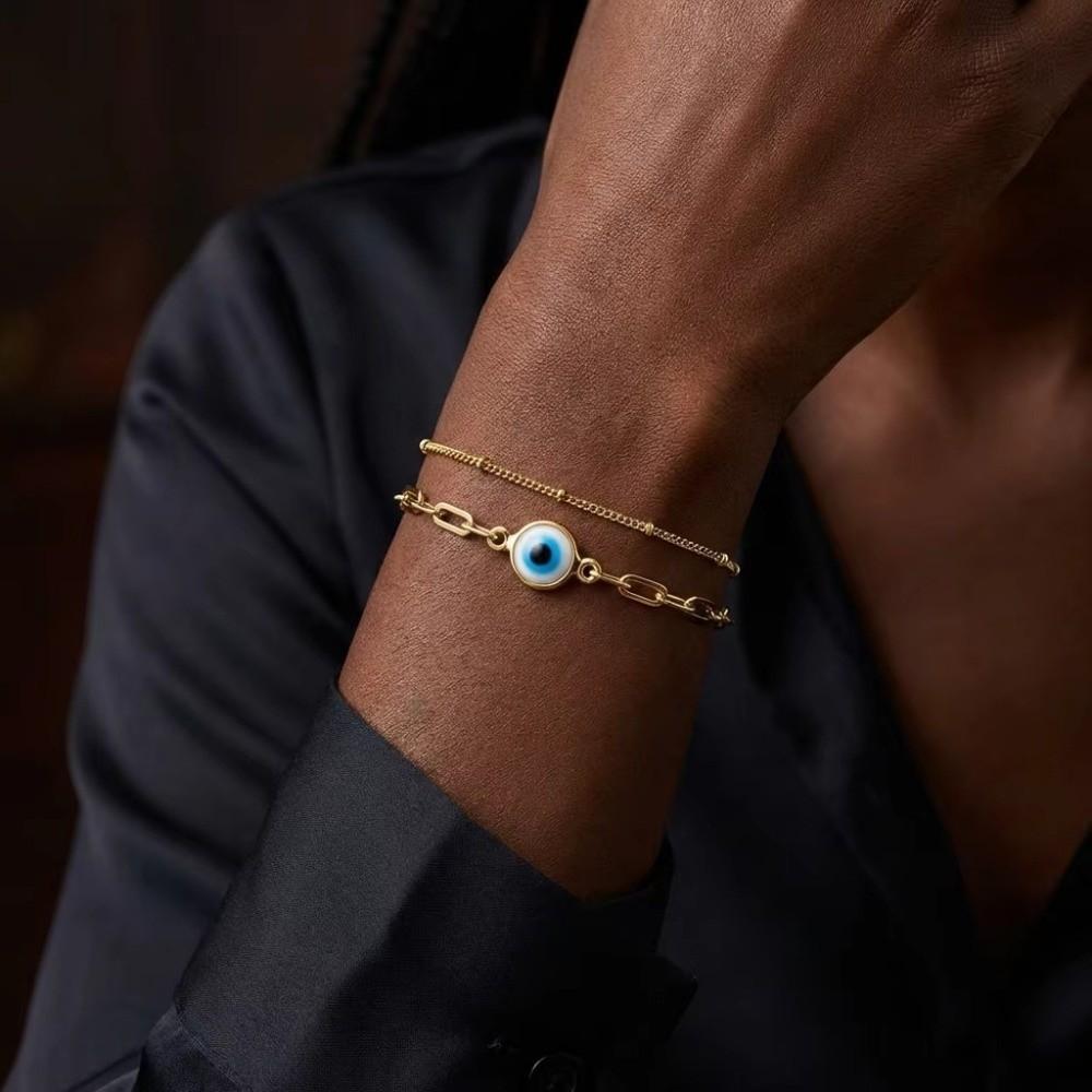 Elegant Turkish Blue Eye Bracelet Unique Adjustable Chain Bracelet Stainless Steel Bracelet  Gift