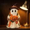 Living Room Festive Accents Patchwork Ghost Halloween Decor, Resin Spooky Statue Holding Candy Easy To Clean Holiday Decor Bowl, Cute Tabletop