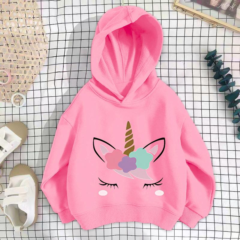 Girls Sweatshirts 2025 Autumn Unicorn Hoodies 4-14Yrs Long Sleeve Casual Hooded Tops Clothing Polyester
