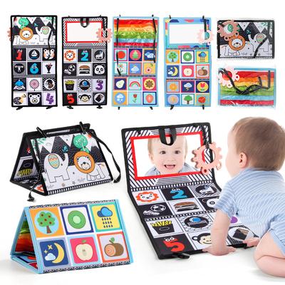 Young Children Can'T Be Torn, Washable Desk Calendar Cloth Book Toys, Early Education Cognition, Black And White Color Digital Fun Mirror Cloth Book