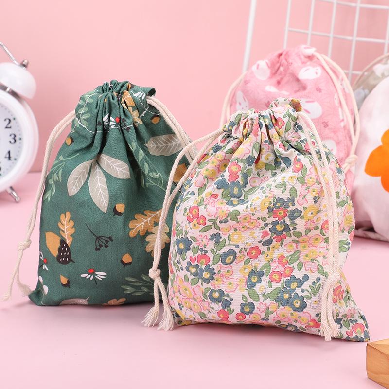 Cute Mini Cotton Drawstring Pouch for Coins, Lipstick, and Earphones