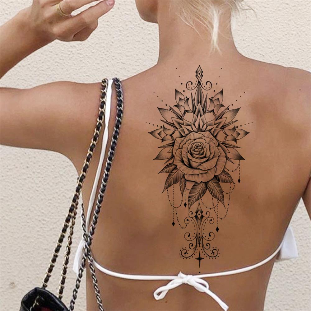 Realistische Nep Pioenroos Tijdelijke Tatoeages Voor Vrouwen Meisje Zwarte Roos Olifant Bloemen Tatoeage Sticker Tijger Anemoon Tatoeages Halfmouw