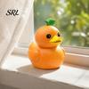 Cute Duck Ornaments Funny Orange Eggplant Figurine, Fruit Vegetable Resin Statue, Adorable Desk Small Animal Collectibles Decor for Car Dashboard Home