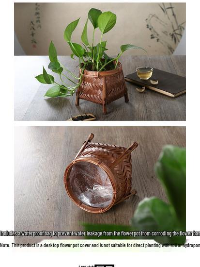 Pleciona z bambusa osłonka na doniczkę i wazon – Ręcznie robiony dekoracyjny koszyk do przechowywania kwiatów i koperku