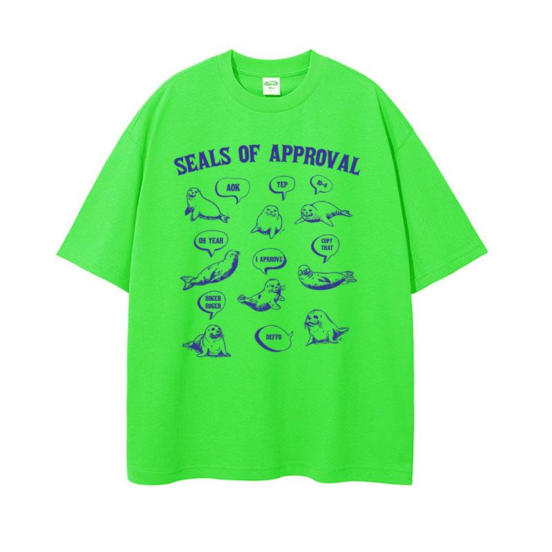 Seals of Approval Lustiges Meme Retro T-Shirt für Männer Frauen Mode Ästhetisch 90er Jahre T-Shirts Lässig Baumwolle Rundhals Kurzarm T-Shirt