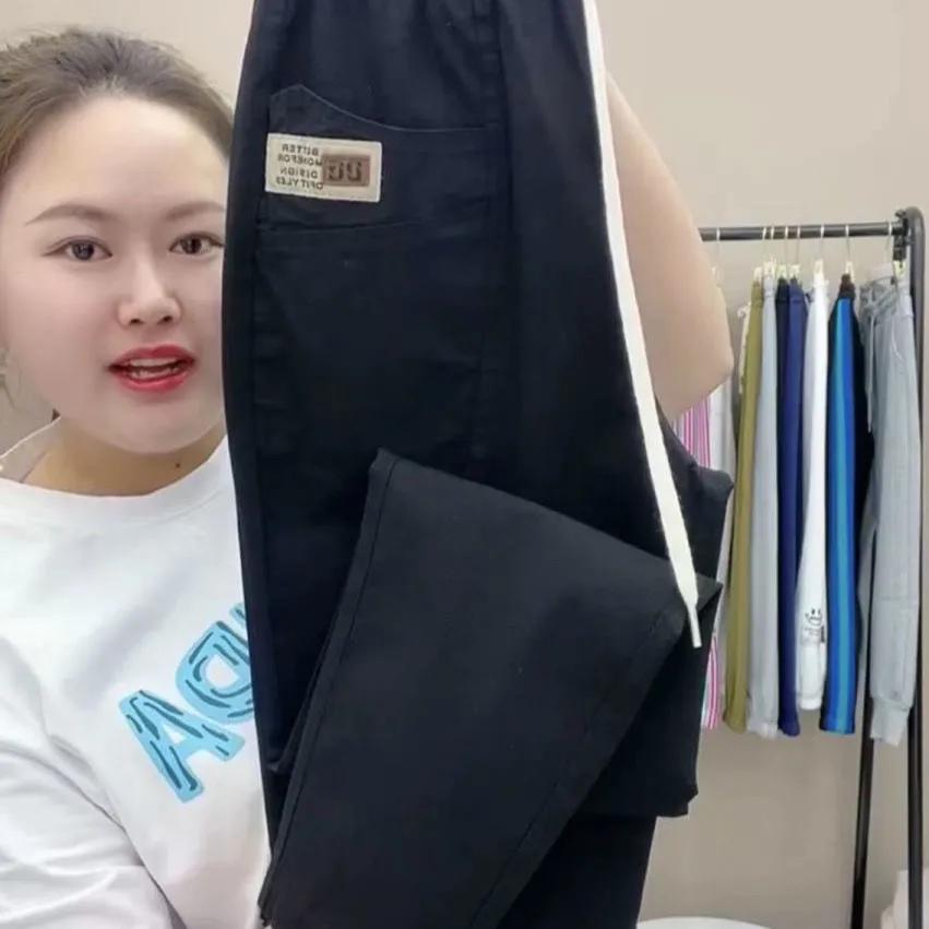 Women's Summer Vintage Thin High Waist Harem Pants Loose Cotton Linen Pants Straight Casual Pants