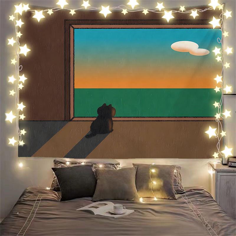 

Black Cat Cartoon Anime Tapestry Wall Decor Anime Illustration Background Cloth for Bedroom Headboard 74x94cm(29x37in)