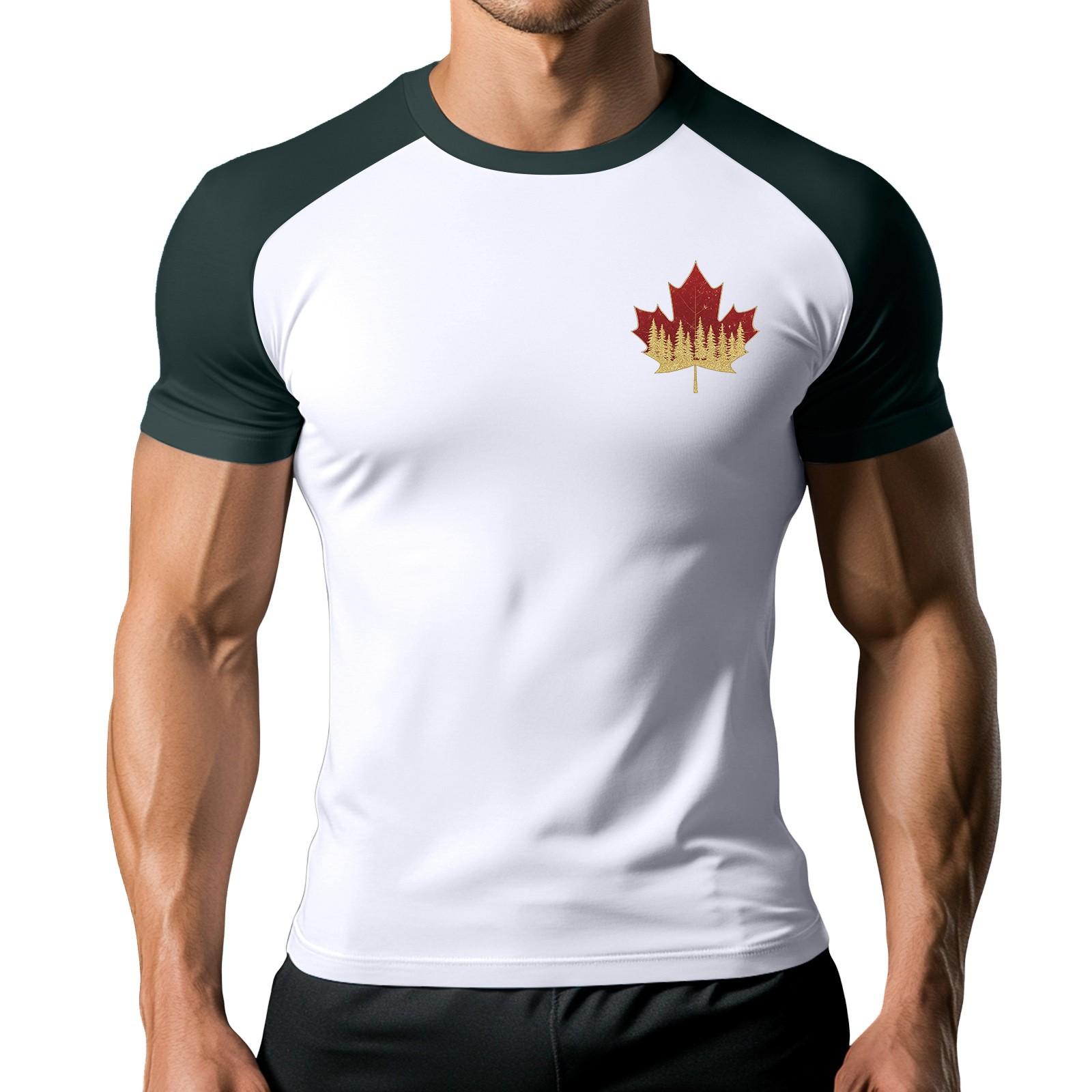 

Men s Fashion Printed Contrast Color Raglan Short Sleeve Sports T-shirt M білий