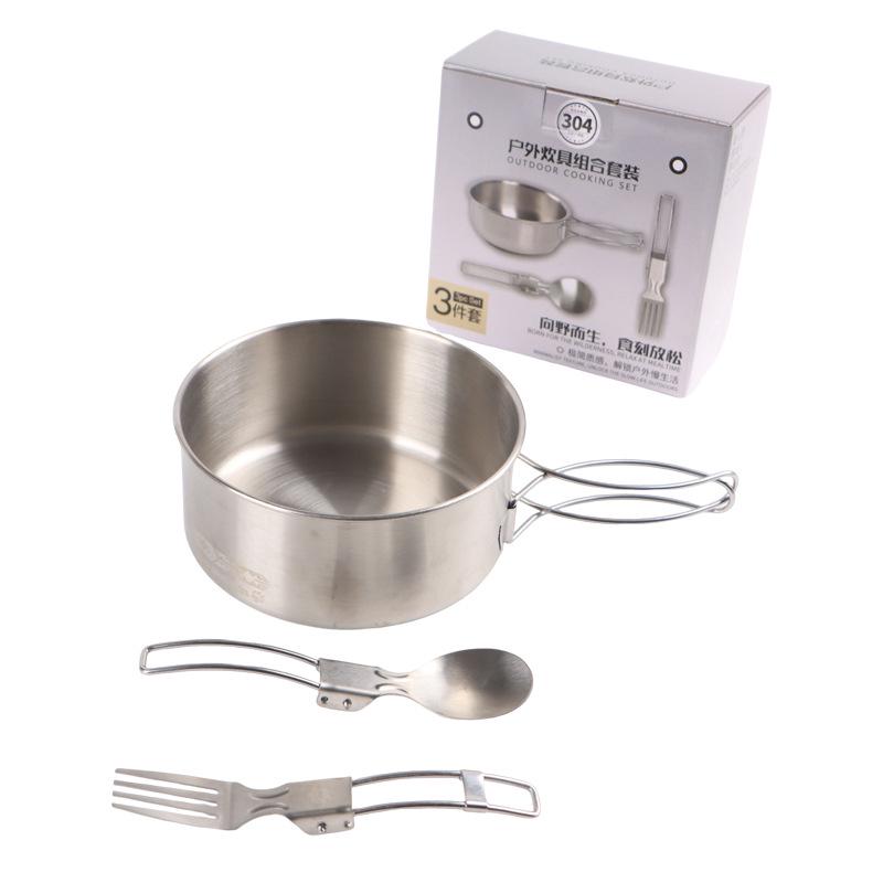 304 Stainless Steel Portable Outdoor Cookware Set - Compact Folding Pots for Camping & Hiking