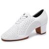 New Latin Dance Shoes Women Hollow Out Leather Women Shoes Ballroom Dance Shoes Closed Toe White Rubber Soles