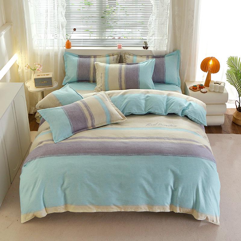 

Постельный комплект из полосатого матового хлопка для осени/зимы – Утолщенный пододеяльник и простыня 1.2m Bed, 3-Piece (Duvet 150*200)