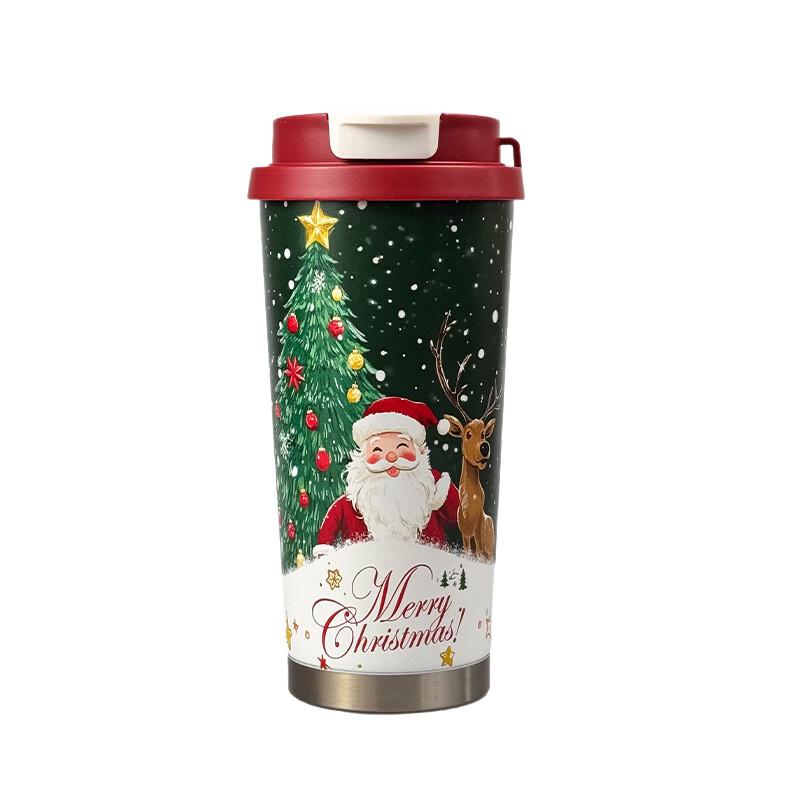 Portable Christmas Snowman Stainless Steel Water Bottle with Straw