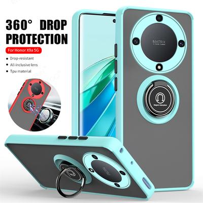 Für Honor X9A Fall Matte Stoßfest Ring Halter Stand Telefon Fall für Honor X9A X8A X7A Honor 70 60 Kamera objektiv Schutz Abdeckung