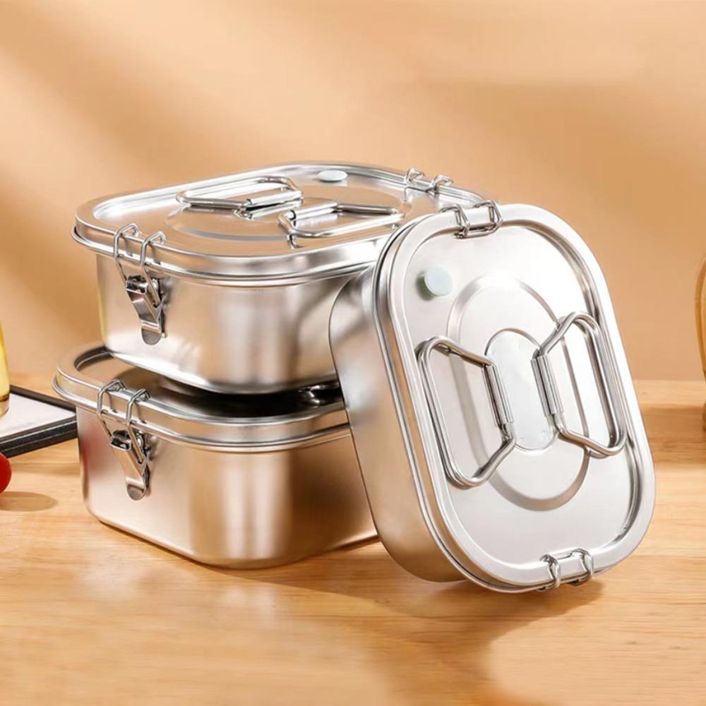 304 Stainless Steel Camping Lunch Box Compartmental Food Storage Box Dinnerware Picnic Box  Trip