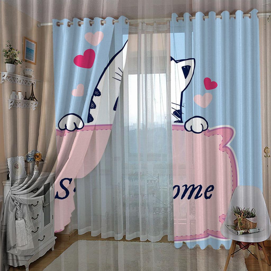 Curtains Cute Cartoon Cat Single Series 3D Digital Printing High Density Blackout Curtains