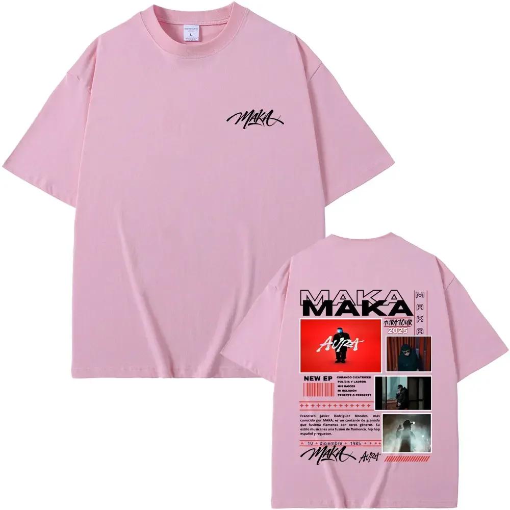 Rapper Maka Aura Concert Tour T Shirt Unisex Wounisex Fashion Hip Hop Tshirt Unisexs Casual Cotton Short Sleeve Tshirt Streetwear Black