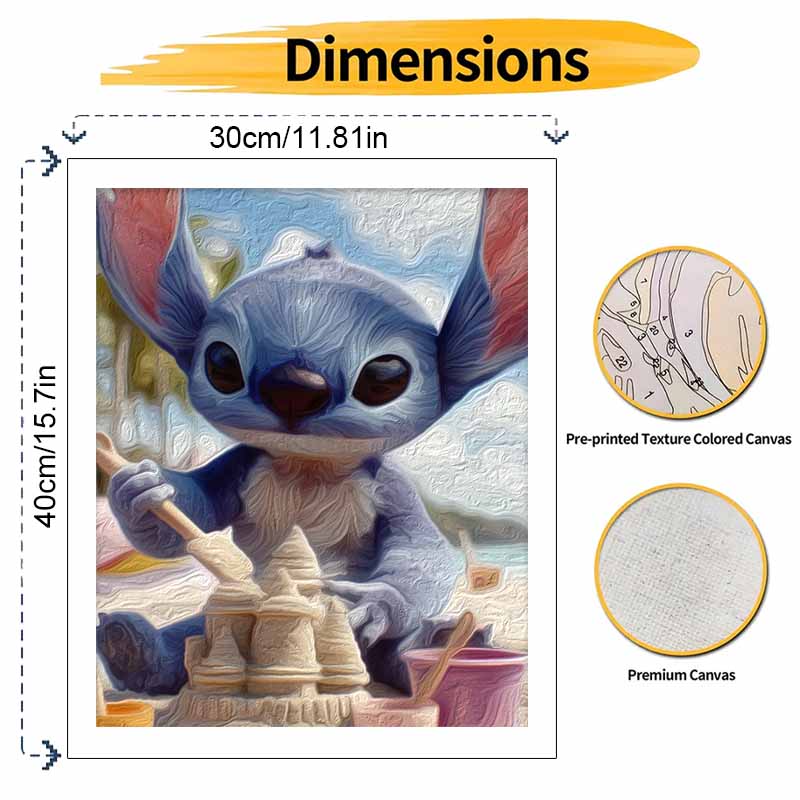 Disney Stitch Beach Sandcastle Paint By Numbers Hand Painting Kit. Home Decor Gift