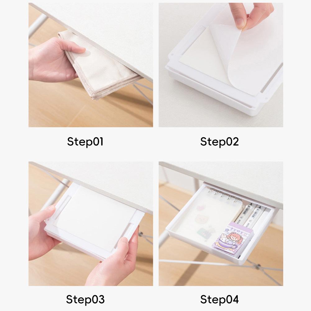 Samolepicí zásuvka pod stůl Skrytý úložný box Úspora místa Víceúčelový organizér na psací potřeby pro psací potřeby/kancelářské potřeby