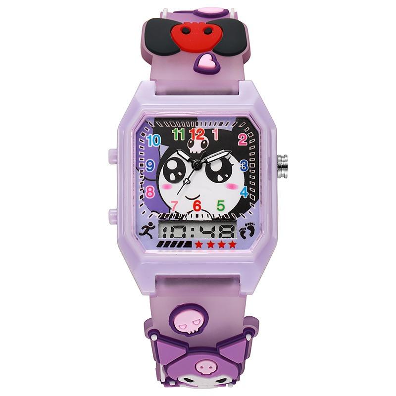 Dual Movement Display Frequency Silicone Cartoon Watch Student Party Girl Quartz Children's Watch Luminous Luminous Decoration