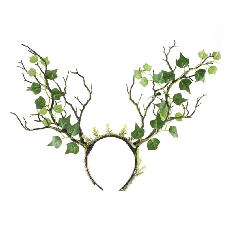 

Natural Branch Headband Leaf Antler Headwear Fashion Hair Accessories and Halloween Cosplay Headwear Women Witch Outfit 1