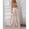 Women's Printed Casual Suit Lapel Sexy Lace-up Shirt. Waist Wide Leg Pants Two-piece Set