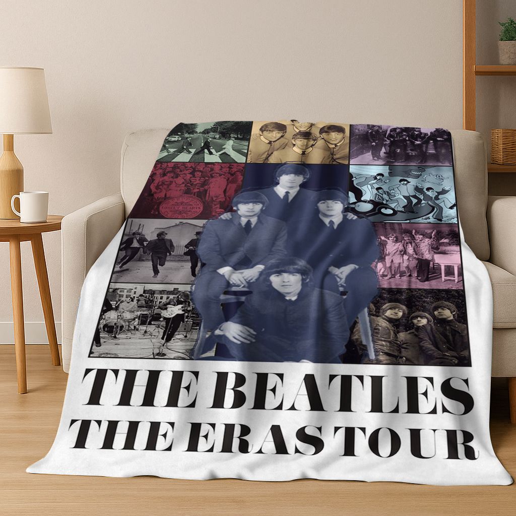 Coperta Flanella 3D B-Beatles Rock Band Star Morbida Calda Plaid per Letto Camera da Letto Soggiorno Viaggio Campeggio Picnic Regalo