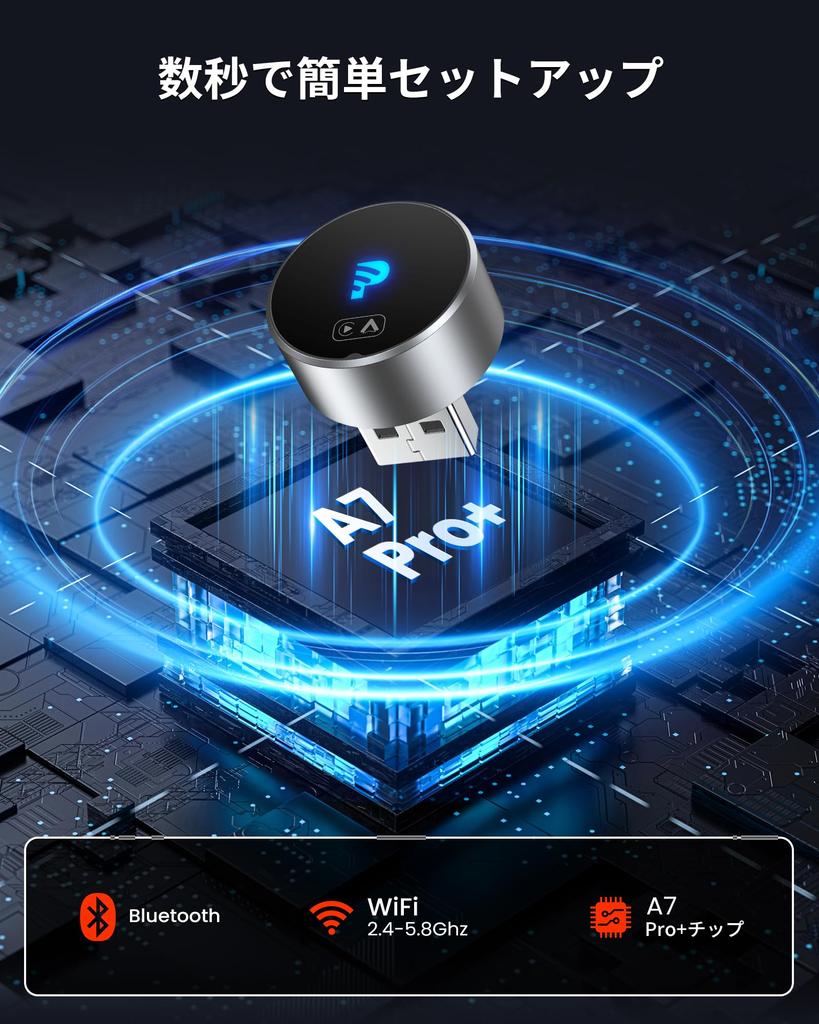 GETPAIRR Mini 2.0 Wireless CarPlay/Android Auto Adapter, Ultra Small, Plug & Play, Automatic Connection,