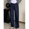 Men's K Blue Loose Wide-Leg Denim Jeans Casual Straight-Leg High Waist Comfortable Daily Streetwear Pants