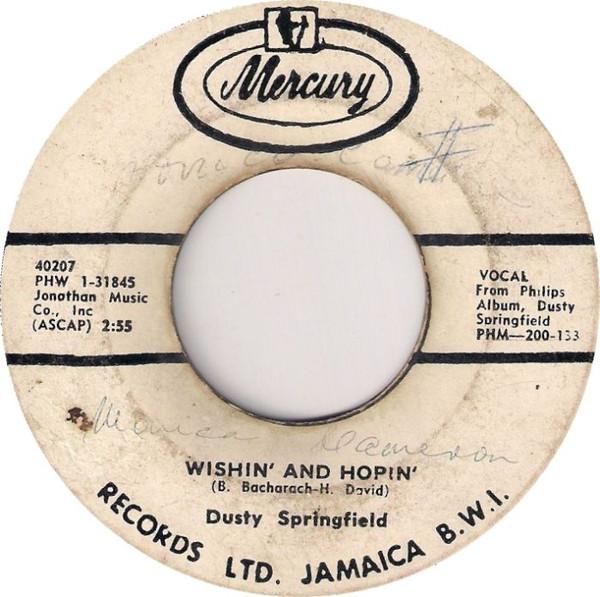 7-дюймовая пластинка DUSTY SPRINGFIELD Wishin And Hopin 40207 Mercury Ямайский Поп Б/у