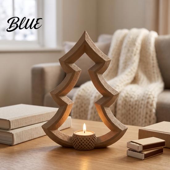 Versatile Holiday Party Supplies Christmas Tree Tea Light Candle Holder 3D Printed Hollow Wood Decorative Winter Home Ornament Tabletop for