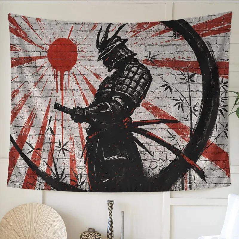 Tapestry of a Samurai with a Rising Sun 75x100