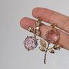 Korean Dongdaemun Rhinestone Crystal Flower Earrings for Girls - Elegant and Creative Design