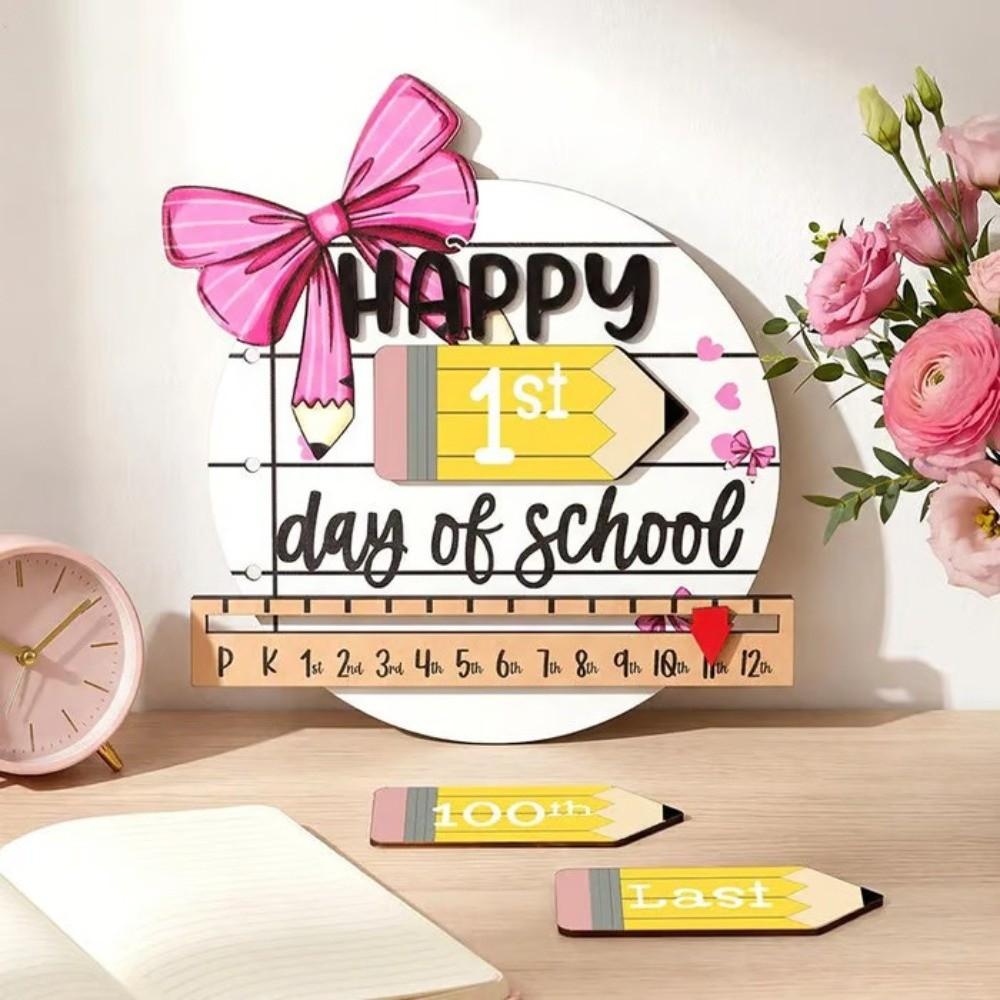 Classroom Decor Wooden Day of School Sign DIY Ornaments School Opening Decorations School Gift Photo Prop Classroom