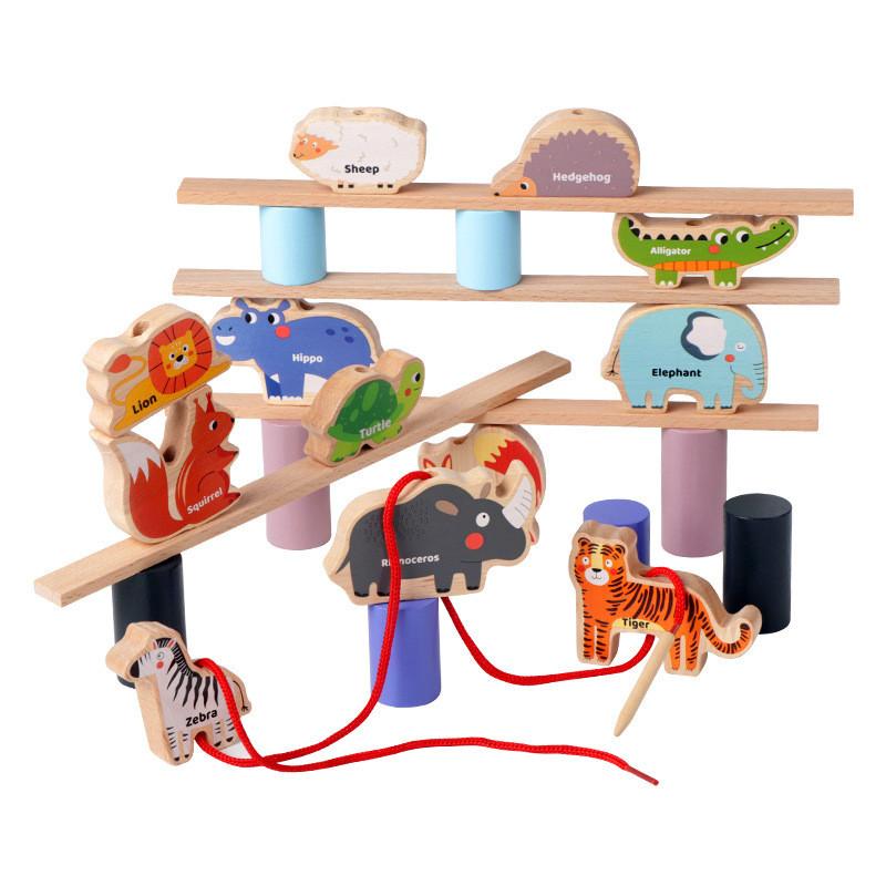 

Tiger Cartoon Elephant Animal Building Blocks Stacking Balance Game Toy Children