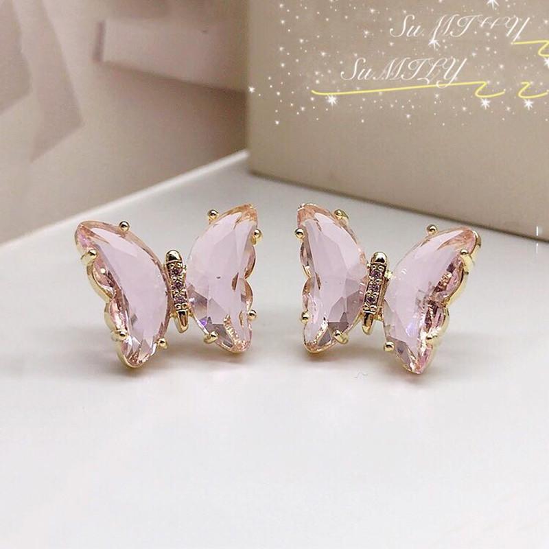 New Zircon Black Crystal copper Colour Butterfly Earrings for Women Fashion Personality Earrings Wedding Zircon Birthday Gifts