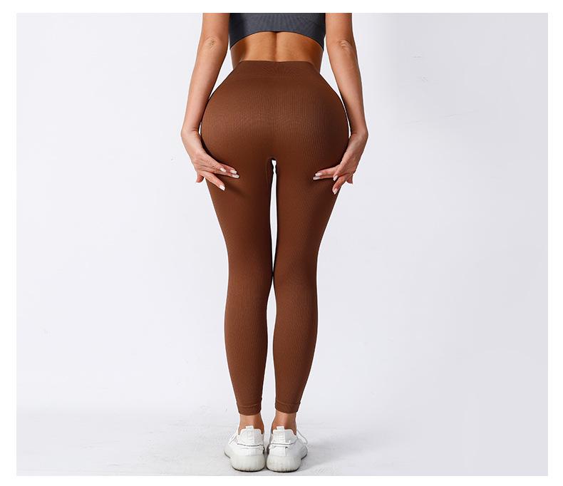 Baoshun Seamless High-Waisted Ribbed Yoga Fitness Leggings