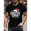 European Sizes Casual Short-Sleeve T-Shirt for Plus-Size Men Featuring a Festive Santa Christmas Crew Graphic