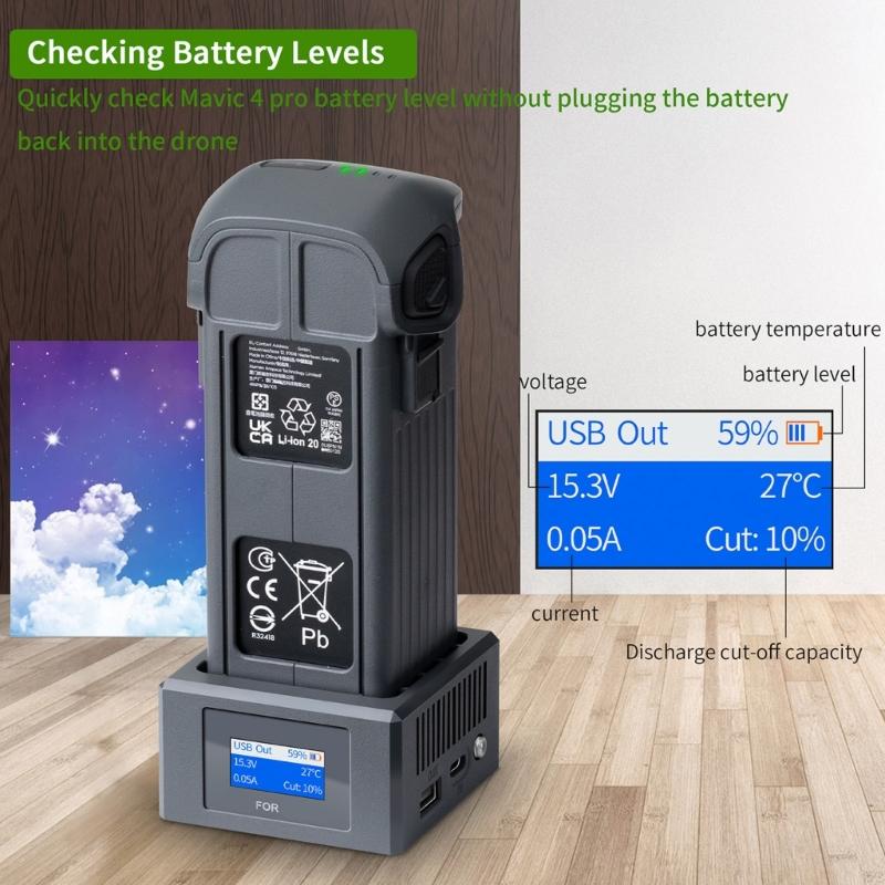 Intelligent Drones Battery Chargers with Color Screen Fast Charging Hub Intelligent Control Safety Features for 4Pro Photography
