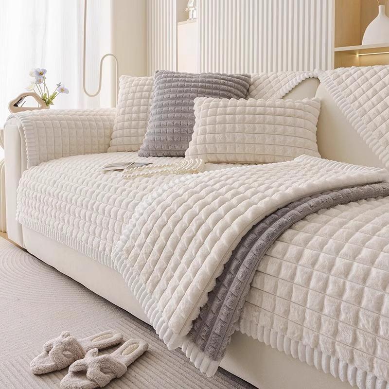 Îngroșați pernă de canapea de flanel în carouri Pernă de canapea anti-alunecare Sufragerie de toamnă iarnă Husă de canapea Cotiera spătar prosop