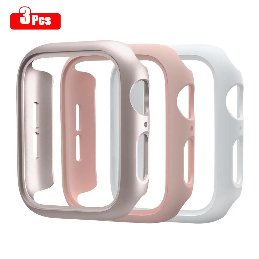 3 pièces Étui Rigide en PC pour Montre 45mm 41mm 38mm 42mm 40mm 44mm Pare-chocs Mat Cadre de Protection pour iWatch SE 9 8 7 6 5 4 3 2 42MM Series 3 2 1