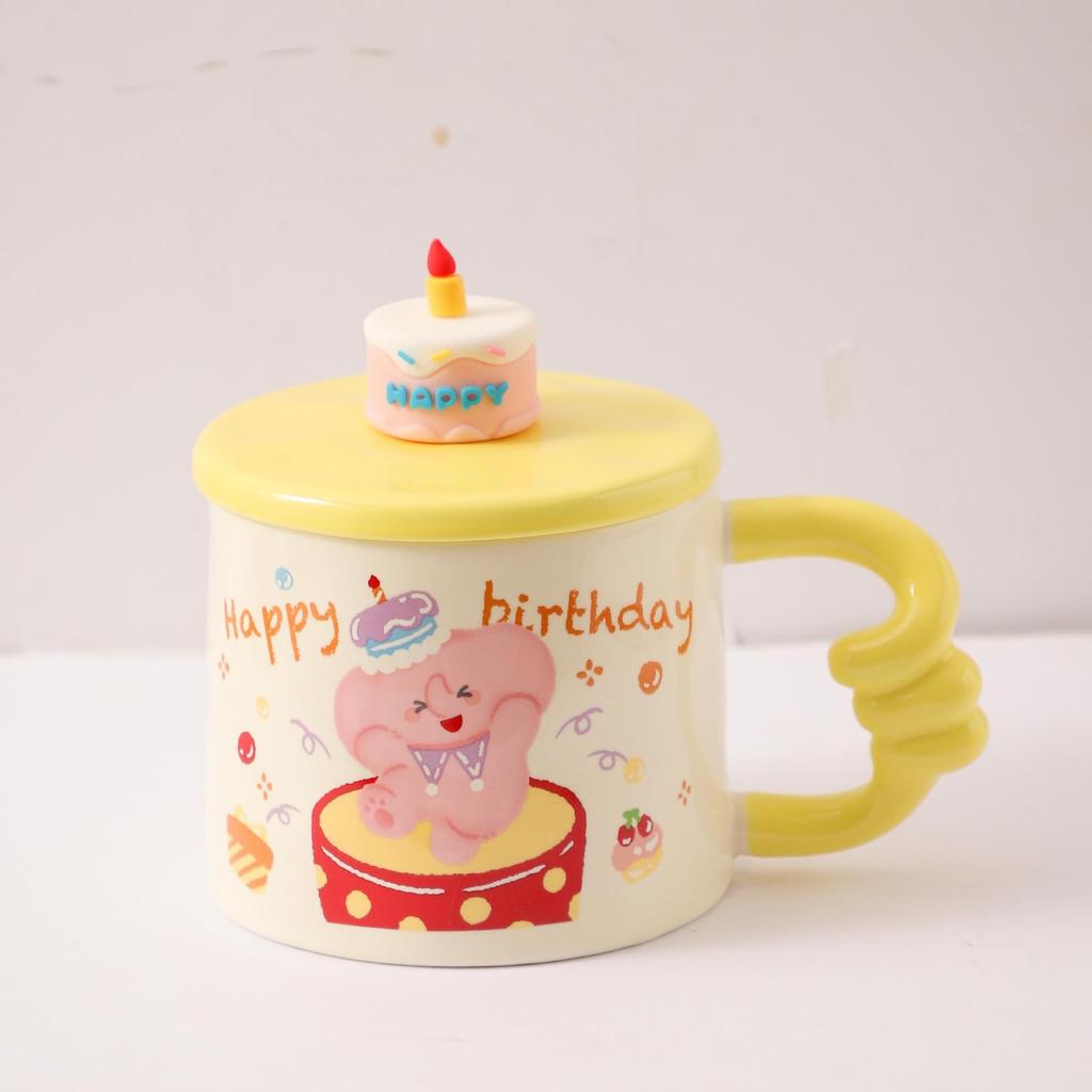 Girl's Heart Birthday Gift Cute Cartoon Bear Ceramic Cup Mug for Girlfriend Souvenir High-value Gift Box
