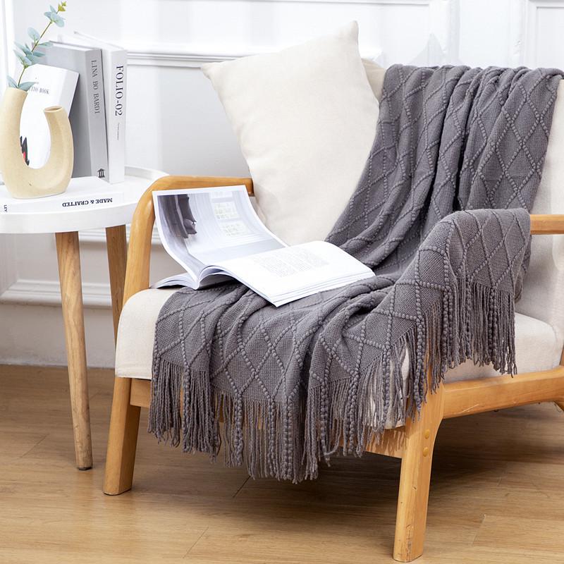 Bohemian Knitted Throw Blanket for Bed, Sofa, or Office Nap