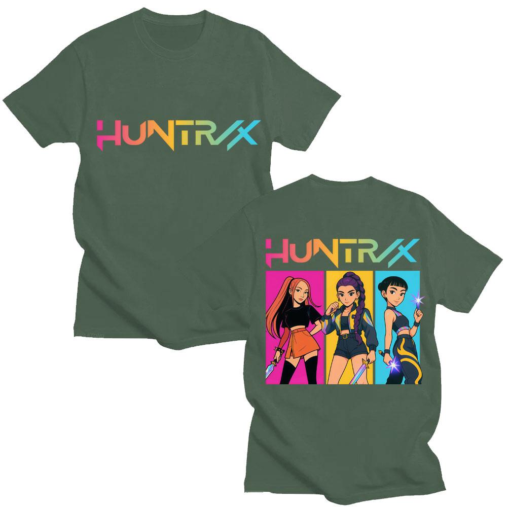 Kpop Anime Dämonenjäger Huntrix Girls Mode T-Shirts Männer Frauen Ästhetisches Manga T-Shirt Übergroß Baumwolle Lässig Street T-Shirt