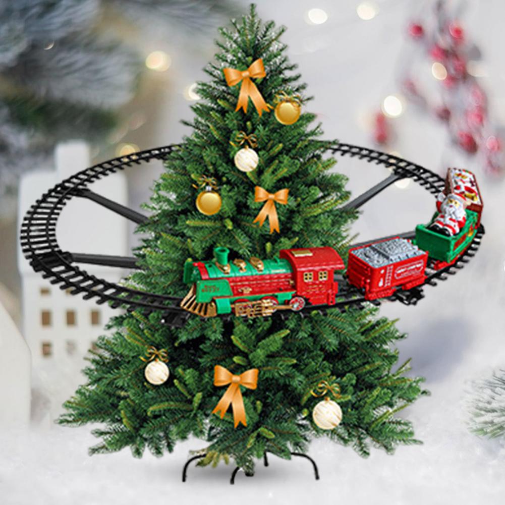 Decorative Tree Train for Christmas Electric Christmas Train Set for Kids Holiday Toy Train with Hanging Railroad for Christmas