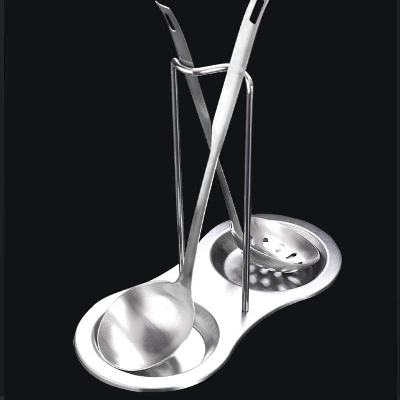 Spoon Rest for Stove Top, Kitchen Stainless Steel Vertical Holder for Ladle Spatulas Lid, Double Spoon Stand Rack